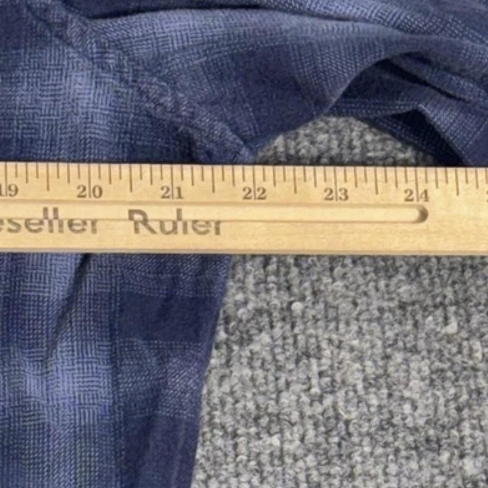 T.M. Lewin Shirt Mens Medium Blue Plaid Brushed Cotton Button Down Long Sleeve - Picture 9 of 16